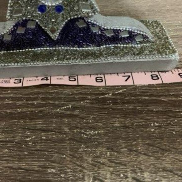 Silver and blue and sparkling Decorative Menorah - Picture 5 of 8